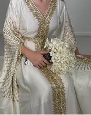 OPEN TO OFFERS Ben Harad White and gold Bridal Caftan- Lu’lua Embellished