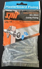 Spit M6 x 59mm Plasterboard Fixings Hollow Wall Anchors Cavity Fixing QTY: 15