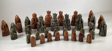 32 Piece Lewis Chessmen Set in stone terracotta tones No Box or board