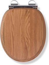 Rutland Flexi-Fix Soft Close Wooden Toilet Seat - Quick Release Button for Easy 