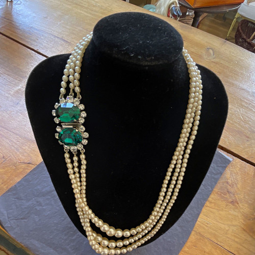 Layered beaded necklace - necklace, white