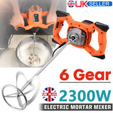 2300W Electric Plaster Paddle Mixer Mortar Cement Paint Stirrer Whisk 6 Speeds