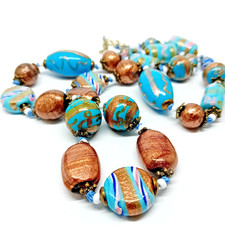 ANTIQUE VINTAGE WEDDING CAKE NECKLACE VENETIAN FANCY TRADE BEADS BOWS RESTRUNG