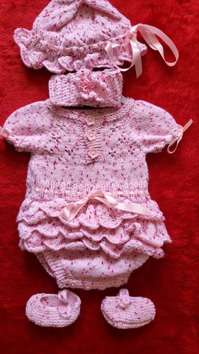 Baby girls hand knitted - baby, romper