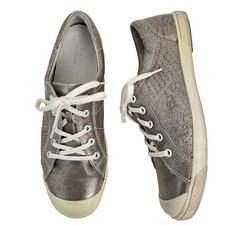 Joseph Seibel Shoes Silver Pewter Metallic Leather Sneakers Gunmetal Womens 39/8