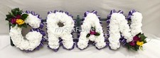 GRAN Artificial Silk Funeral Tribute Any 4 Letter Name Flower Wreath MUM NANA