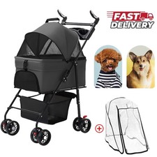 Pet Stroller Dog Cat Puppy Pram Pushchair Travel Cart Jogging Buggy Carrier UK-