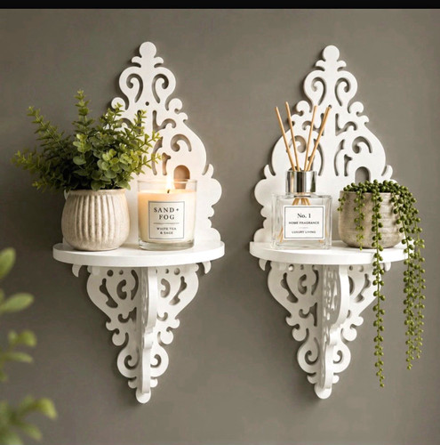 White shabby chic ornate - white,