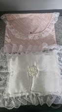 Dolls Pram Fabric and Lace pillow and carry case, White / Pink , missing stud