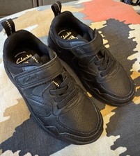 Clarks Boys Black Leather Clowder Sprint Kid Shoes