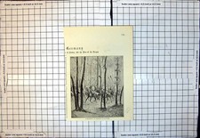 Antique Old Print Regiment Prussian Cuirassiers Horseback Woods Flags 1893 19th