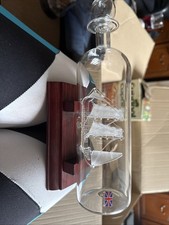 Vintage Galleon Ship In a Bottle Hand Blown Glass with Stopper Ornamental