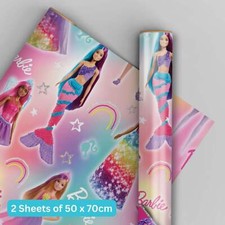 Barbie 2 Sheets & 2 Tags Gift Wrap