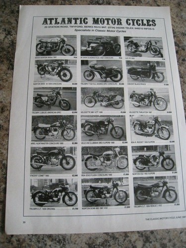 Atlantic motor cycles triumph - cycles,