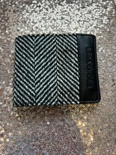 TED BAKER Wallet Leather Tweed Mens Herringbone Bifold Card and Notes Holder NEW
