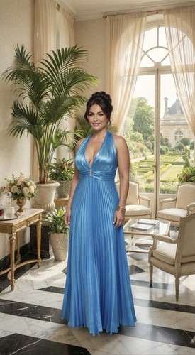 Blue sleeveless halterneck - sleeveless,
