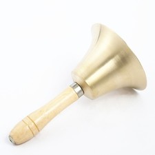 Brass School Bell Handheld Service Bell Large Hand Call Bell with Handle
