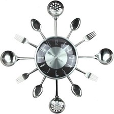 18" Metal Cutlery Wall Clock