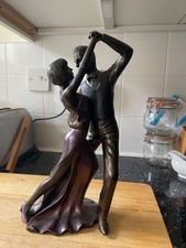 Elegant Dancing Couple figurine 9.5” tall Black Metallic