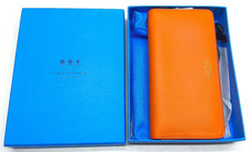 Smythson of Bond St Panama leather orange zip around purse wallet new & boxed