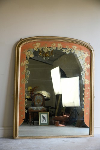 Antique gilt overmantle mirror - antique,