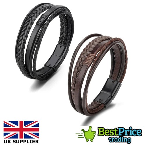 Men leather multilayer braid - leather,