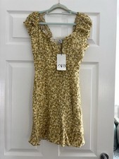 Zara yellow floral mini dress - yellow,