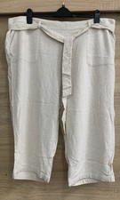 Peacocks Women's Beige Crop Belted Trousers UK Size 22