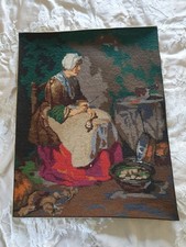 Vintage large completed wool tapestry