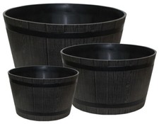 Brown Wooden Barrel Plant Pot