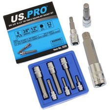 US PRO Triple Square Bit Socket Set M6 M8 M10 M12 M14 & M16 tamperproof VW Audi