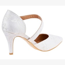 LADIES LACE  MID HEEL POINTED