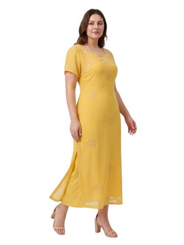 Women yellow embellished maxi - women,