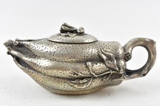Vintage Tibetan-Chinese Nianqian Zhilong Silver Small Teapot Buddha's Hand