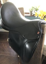 17.5” Wide English Leather AVA Dressage Saddle, Spring Tree, FLAIR System