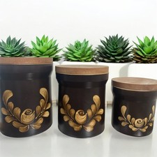 Denby Bakewell Graduating Storage Jars Retro Design Set of 3 with lids