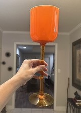 Huge Orange Long Stemmed Glass