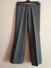 Vintage 70s Men's 30" Short Grey Checkered Trousers With Pockets - Used