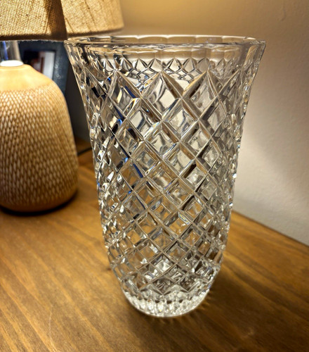 Vintage clear cut glass vase - cut,