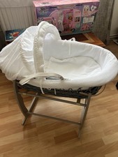 Moses Basket Baby Grey Wicker