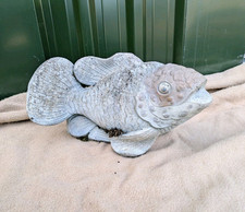 17" Concrete Fish Garden Statue Large Outdoor Koi Sculpture Fishing Figurine