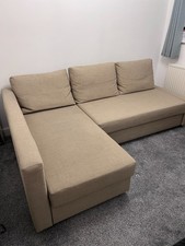 Corner sofa-bed with storage IKEA FRIHETEN in Beige