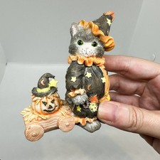Vtg 1994 Calico Kittens Cat Halloween Clown Pumpkin Celestial Stars Figurine