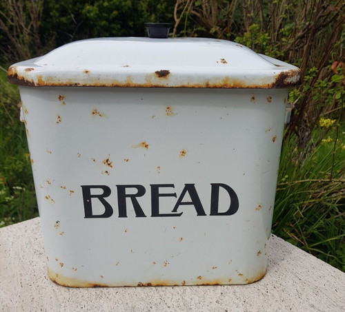 Vintage enamelled bread bin - bread, bin,