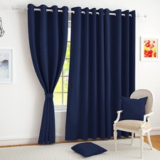 Thermal Thick Blackout Curtains Ready Made Eyelet Ring Top Curtain Pair Tiebacks