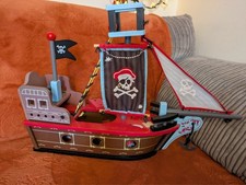 Little Town Wooden Pirate Ship Play Set Boat with pirate character