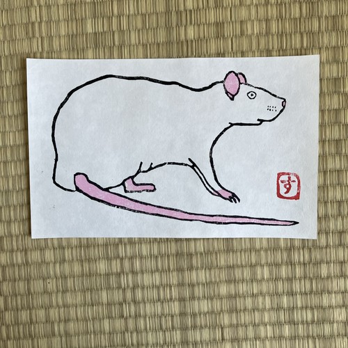 Rat woodcut print - -, limited