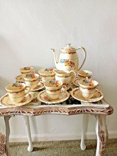 1930's Myott Staffordshire  floral pattern  6 cup coffee set - v. g. condition.