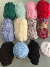 12X Mixed Yarn 8M Wool Job Lot Knitting Crochet Squares Pompom Crafts Toys