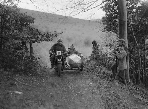 Norton and sidecar ridden - , by